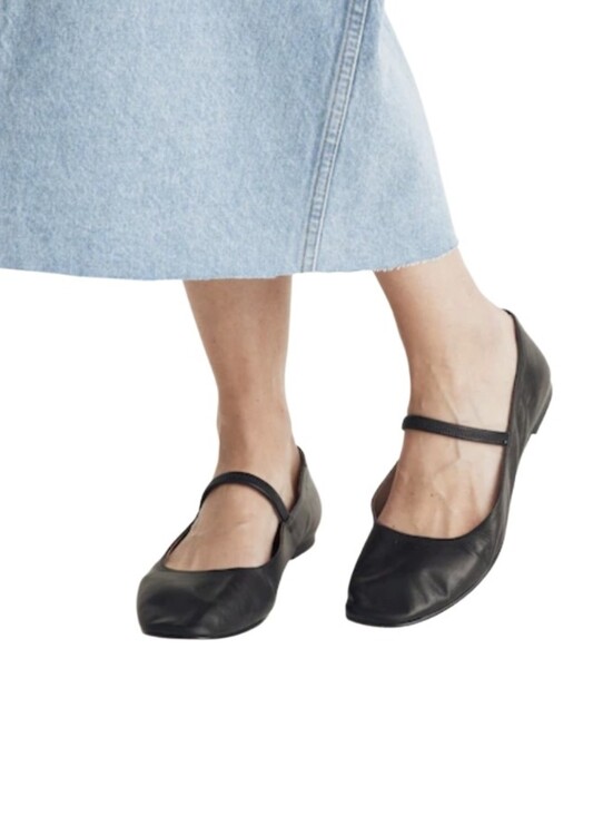 Madewell Shoes - Madewell Greta Black Leather Ballet Mary Jane Flats